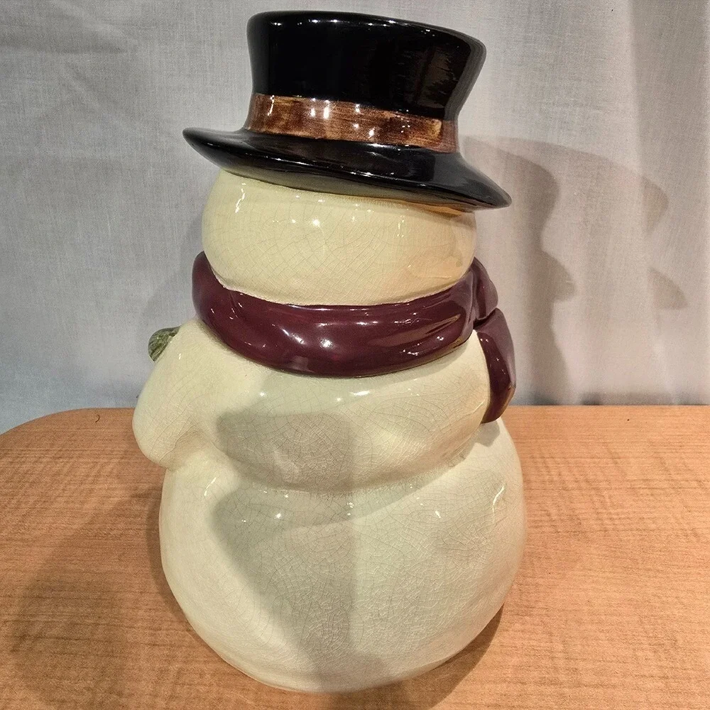 Russ Berrie Artist Painter Snowman Cookie Jar Antiqued Palette‎ & Paintbrush